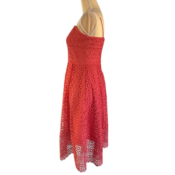 J. Crew Women's Lace Dress Coral Sleeveless Fit & Flare Party Cocktail Dress 2 - Picture 12 of 16